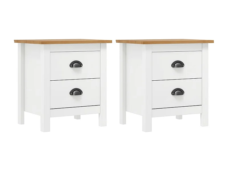 Tables de chevet Hill 2 pcs Blanc 46x35x49,5 cm Bois pin solide