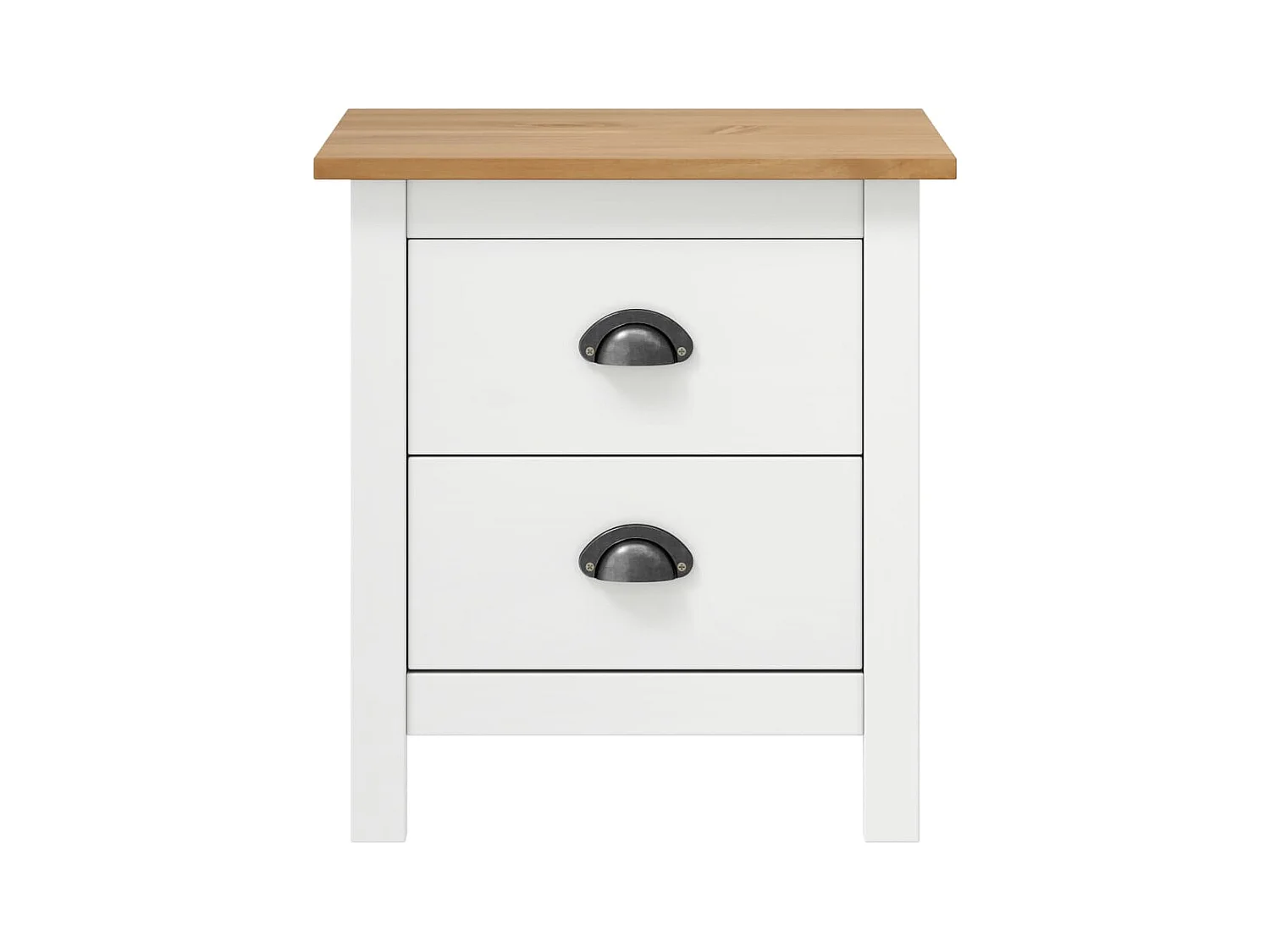 Hill Nachtkastjes 2 stuks Wit 46x35x49,5 cm Massief grenenhout