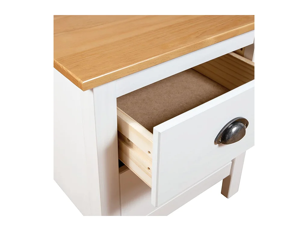 Hill Nachtkastjes 2 stuks Wit 46x35x49,5 cm Massief grenenhout