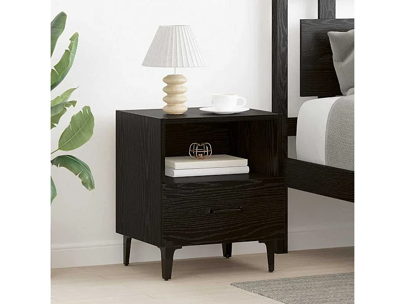 Comodino 2 pezzi Rovere nero 40 x 35 x 47,5 cm