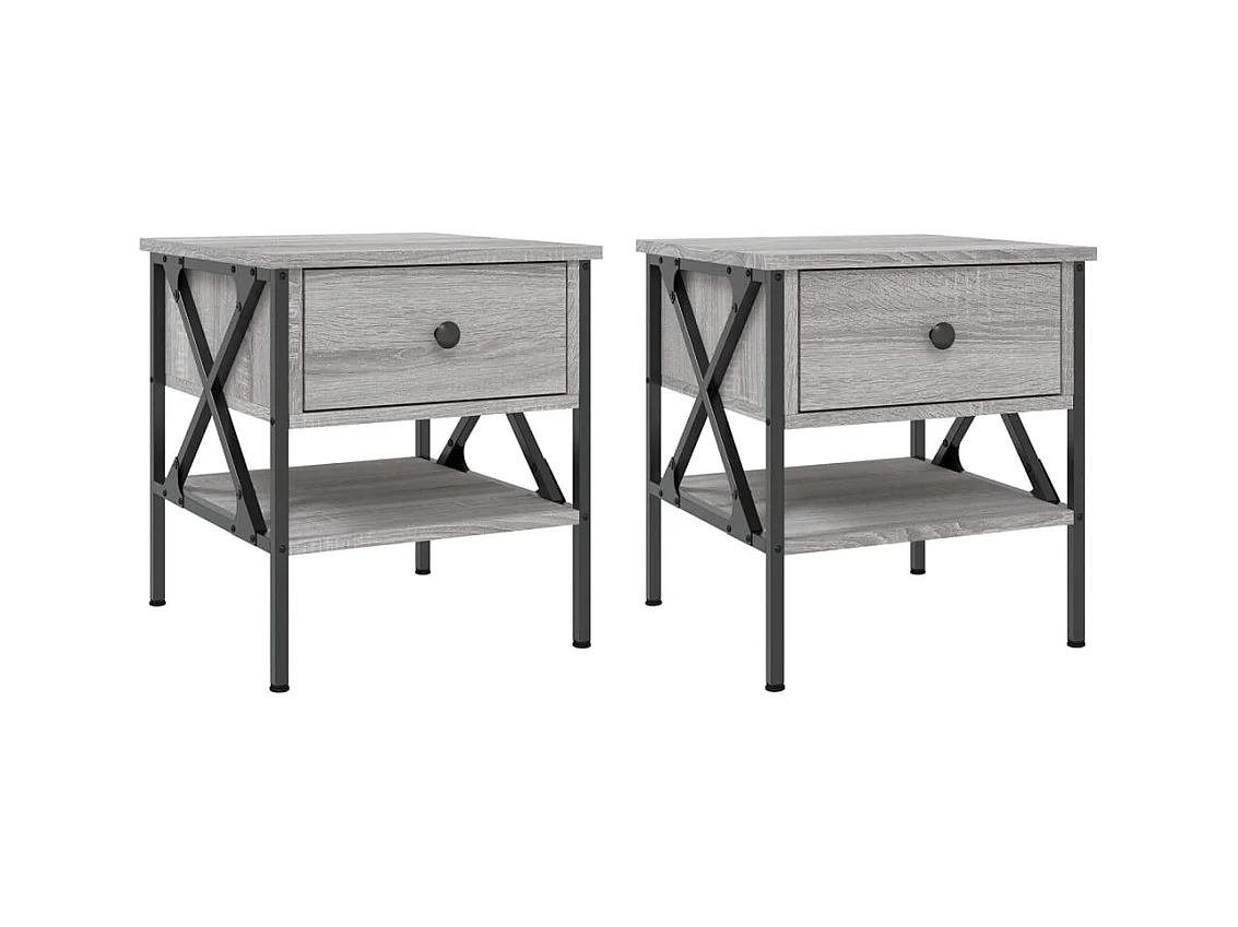 Mesitas de noche 2 piezas gris sonoma 40x42x45 cm madera de ingeniería