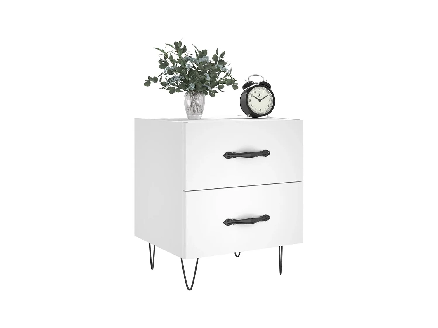 Comodini 2 pezzi bianchi 40x35x47,5 cm in legno ingegnerizzato