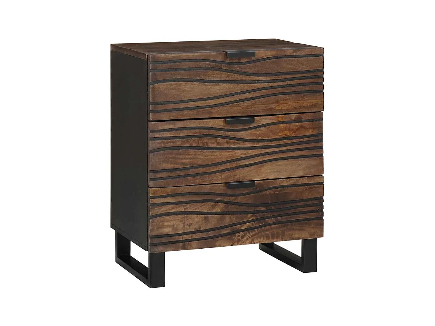 Comodino in noce 50 x 33 x 60 cm in legno massello di mango