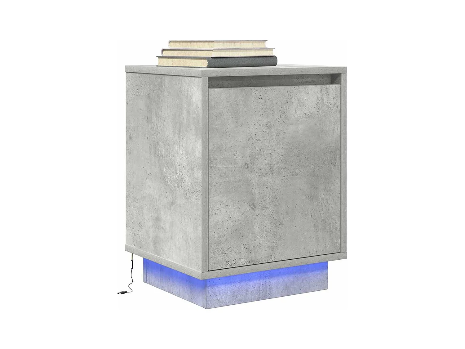 Table de chevet avec lumières LED gris béton 38x34x50 cm