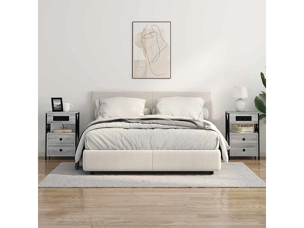 Cabinet de chevet avec tiroir 2 pcs Sonoma gris 40 x 31 x 60 cm