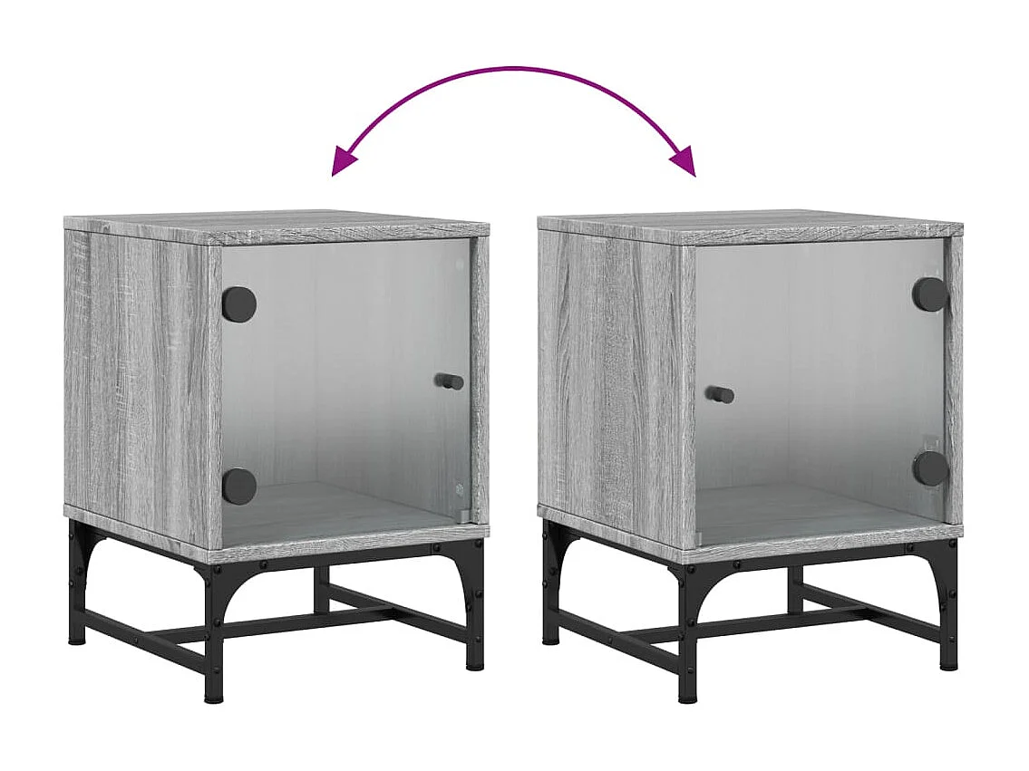 Table de chevet avec porte en verre sonoma gris 35x37x50 cm