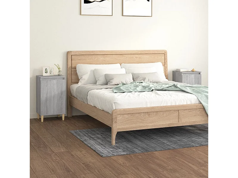 Mesitas de noche 2 piezas gris sonoma 40x35x70cm madera de ingeniería