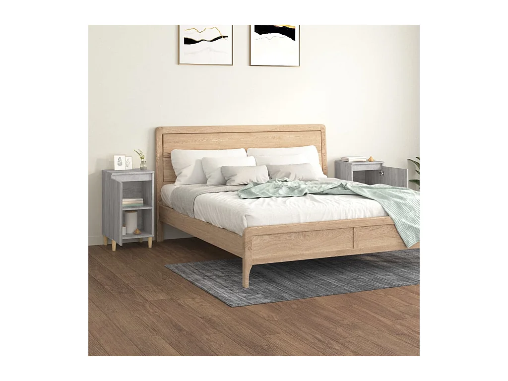 Mesitas de noche 2 piezas gris sonoma 40x35x70cm madera de ingeniería