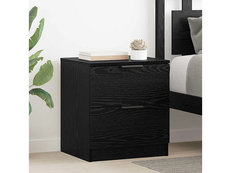 Comodino con cassetto 2 pz Rovere nero 45 x 39 x 50 cm