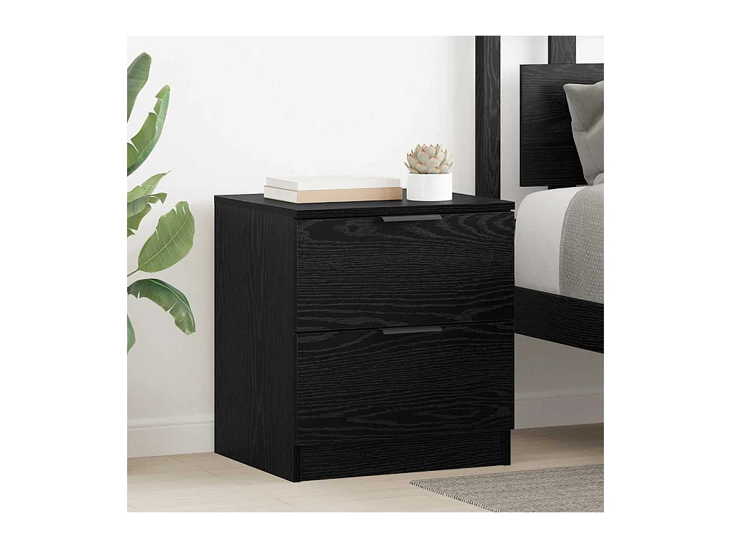 Comodino con cassetto 2 pz Rovere nero 45 x 39 x 50 cm