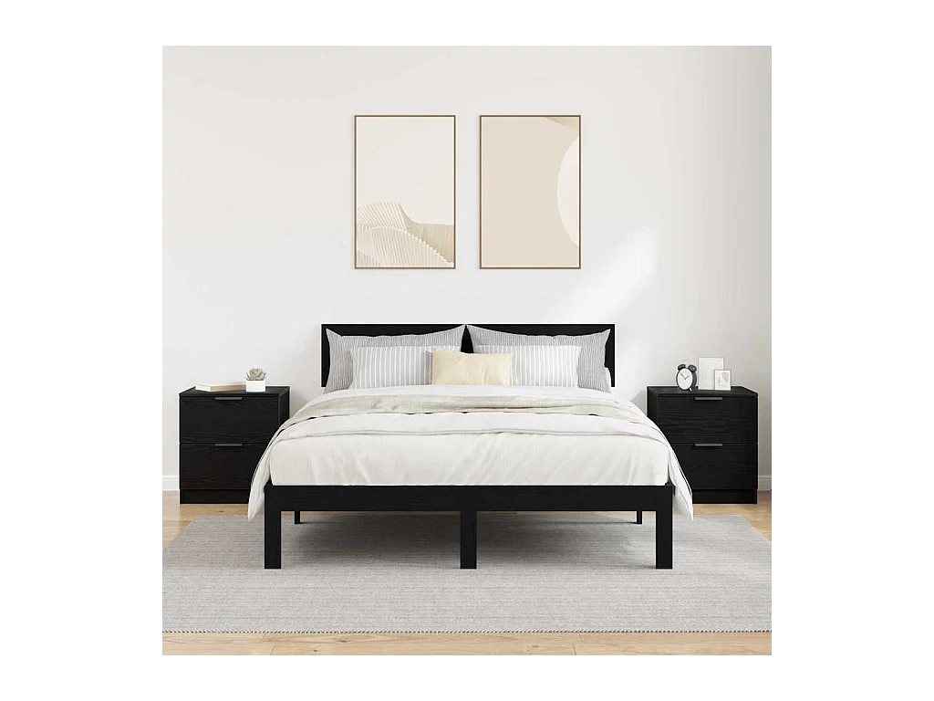 Comodino con cassetto 2 pz Rovere nero 45 x 39 x 50 cm