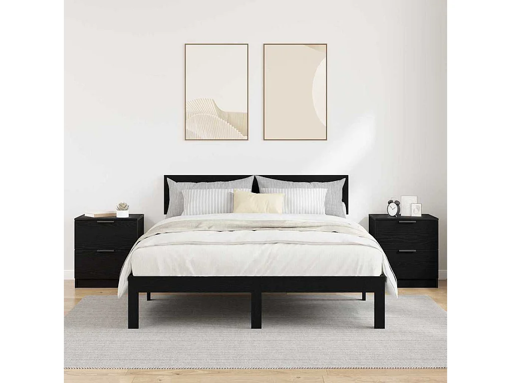 Comodino con cassetto 2 pz Rovere nero 45 x 39 x 50 cm