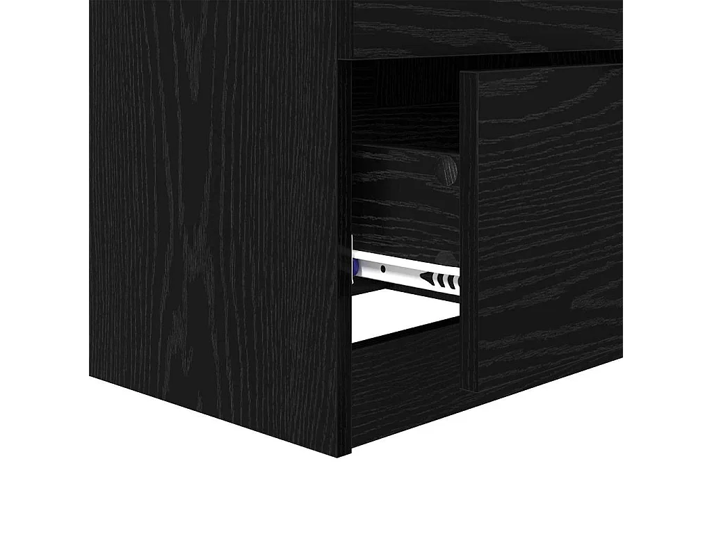 Comodino con cassetto 2 pz Rovere nero 45 x 39 x 50 cm