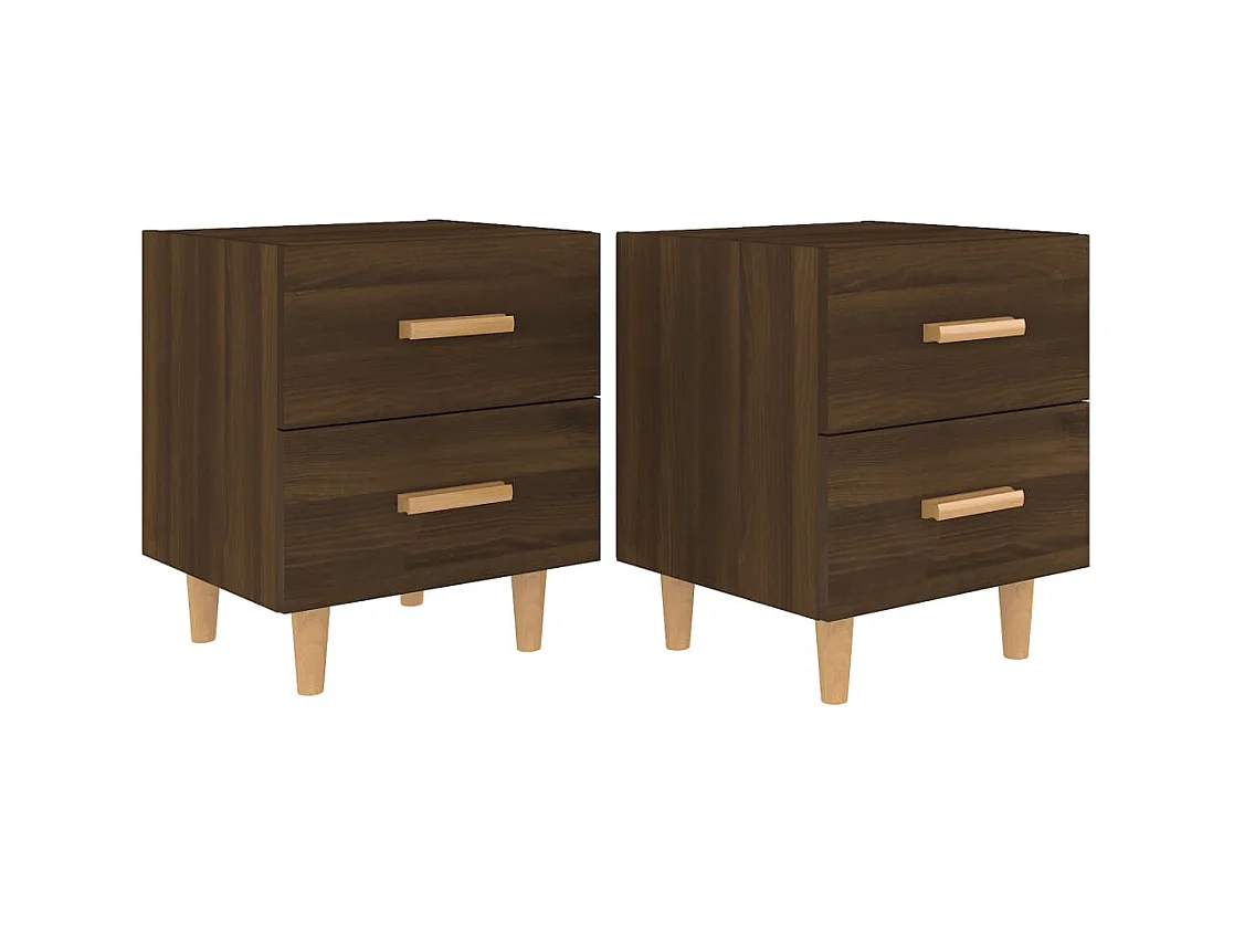 Nachtkastjes 2 stuks Bruin eiken 40x35x47,5 cm