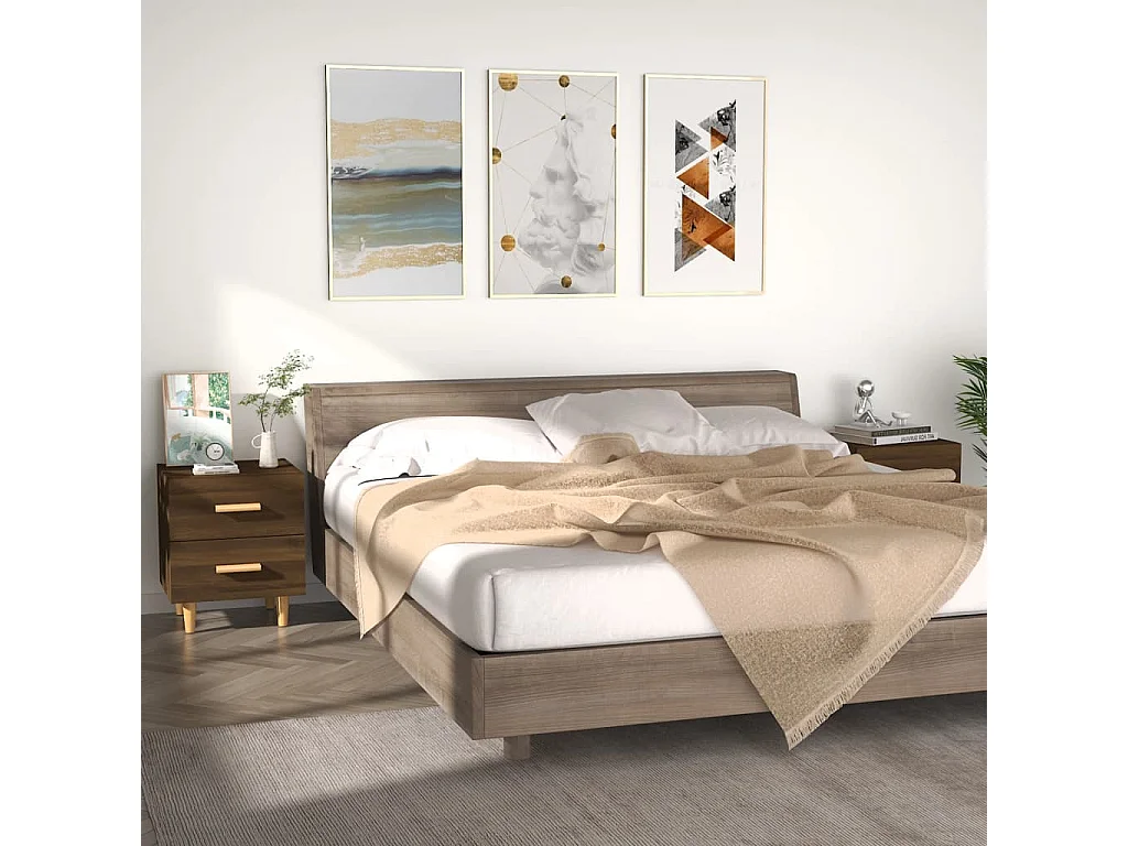 Nachttische 2 Stk. Braune Eiche 40x35x47,5 cm