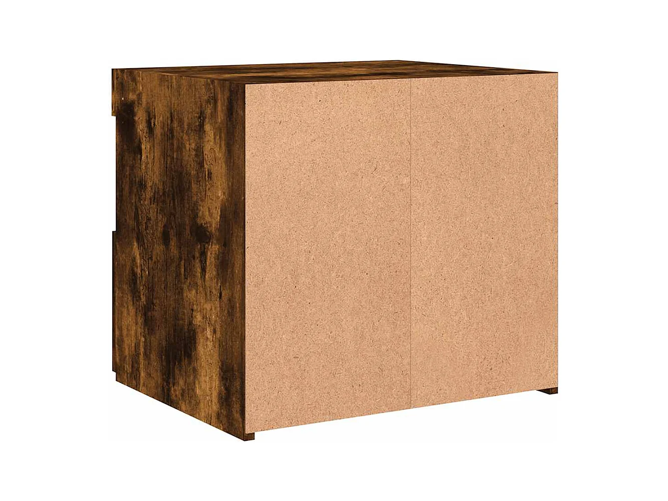 Mesita de noche con luces LED roble ahumado 50x40x45 cm