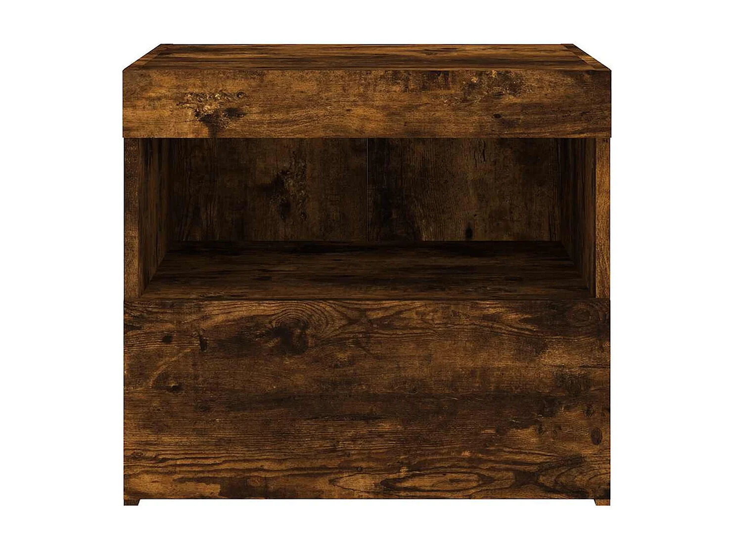 Table de chevet avec lumières LED chêne fumé 50x40x45 cm