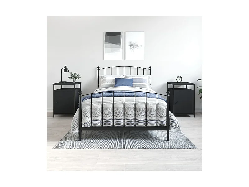 Mesitas de noche 2 piezas negras 40x42x60 cm madera de ingeniería