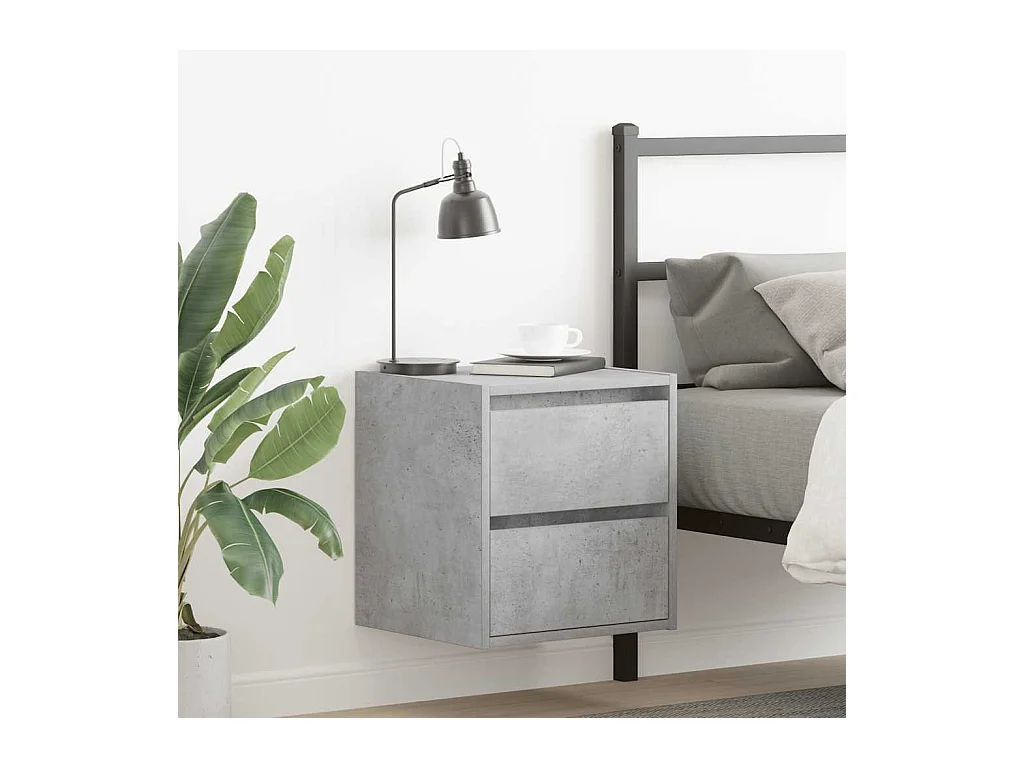 Comodino da parete grigio cemento 38x34x40 cm