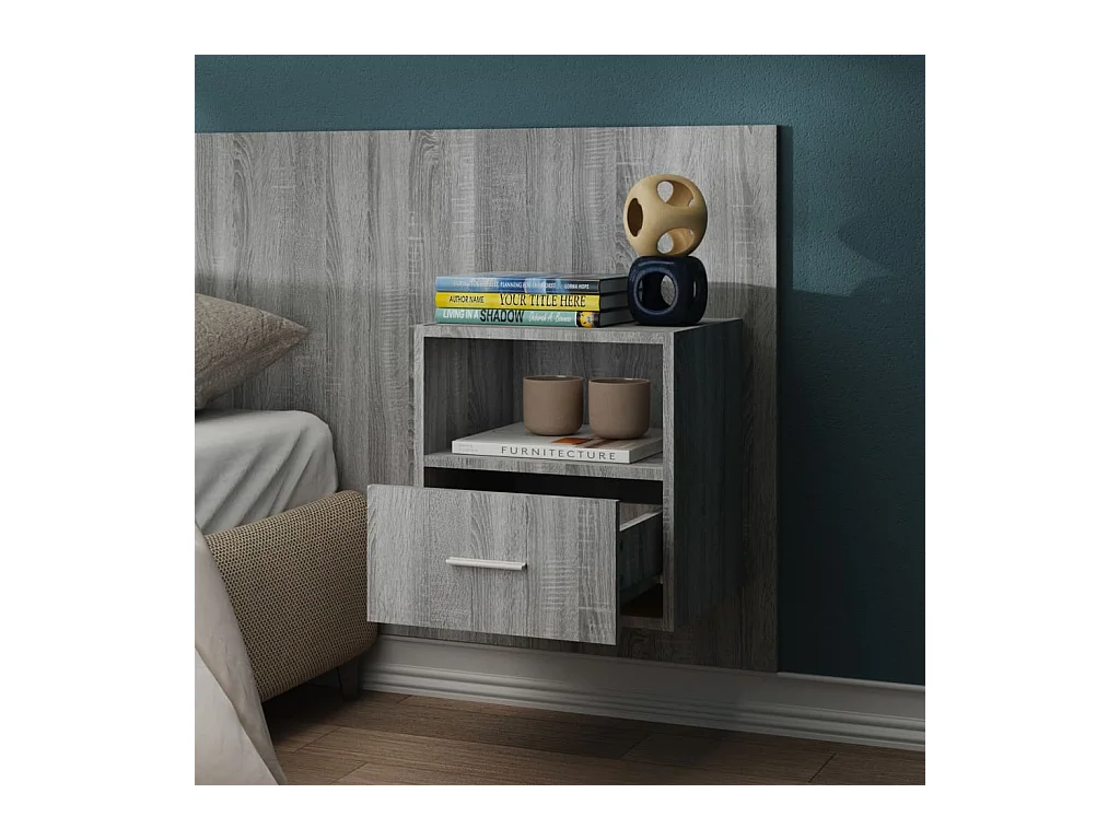 2-teilige wandmontierte Nachttische in Sonoma-Grau