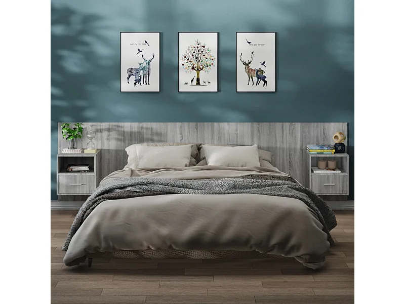 Tables de chevet murales 2 pcs Sonoma gris