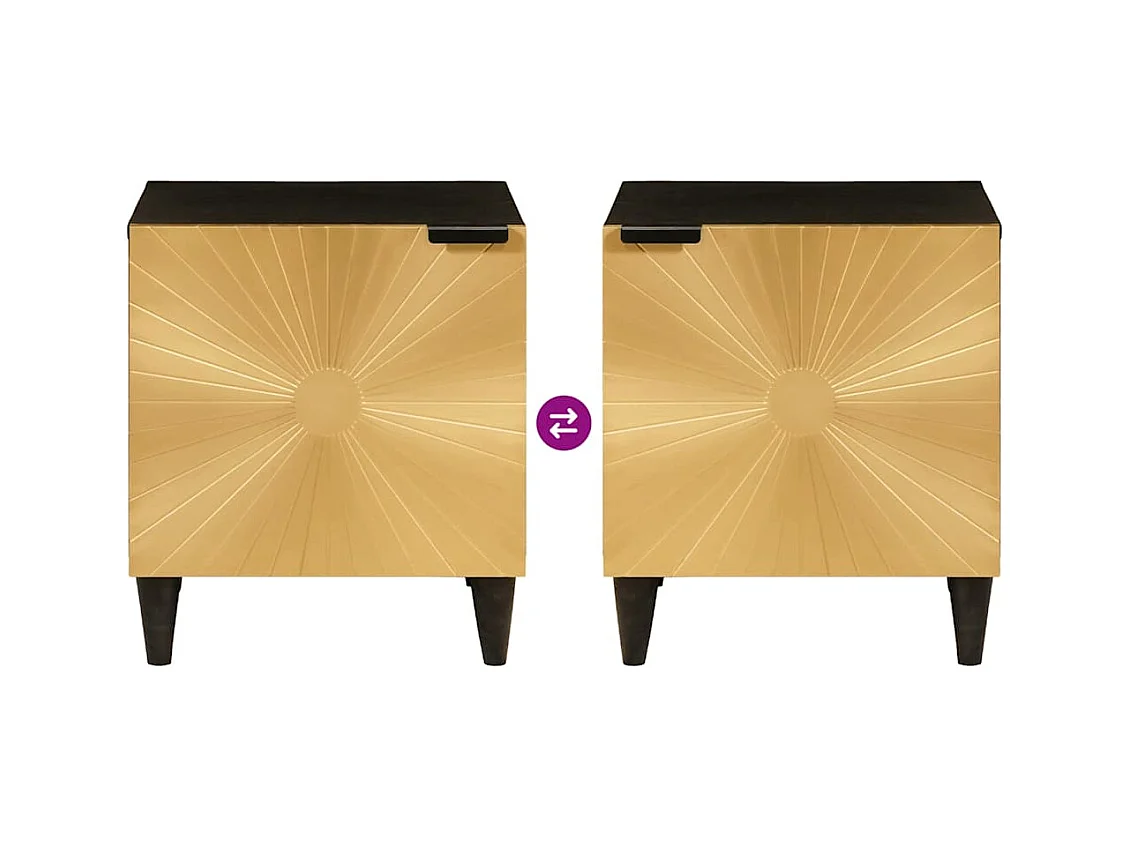 Table de chevet 2 pcs Noir et or 40 x 33.5 x 46 cm