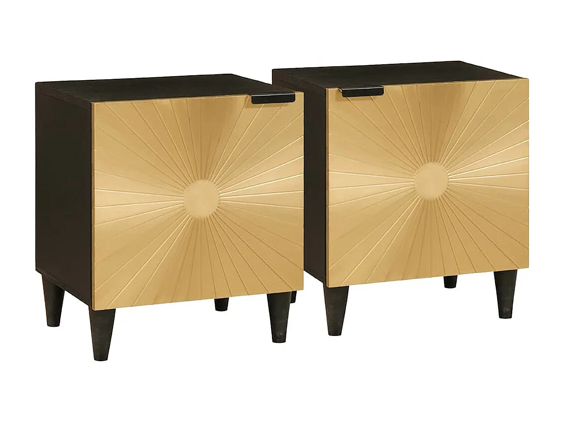 Table de chevet 2 pcs Noir et or 40 x 33.5 x 46 cm