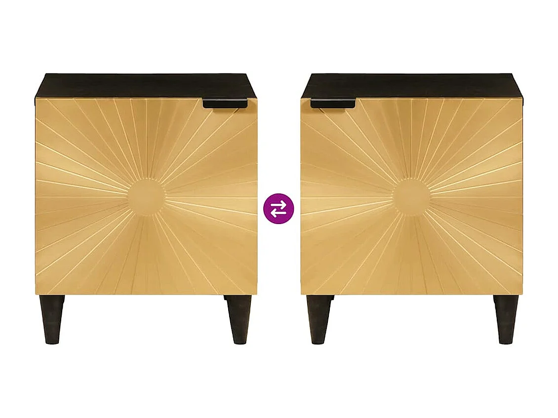 Table de chevet 2 pcs Noir et or 40 x 33.5 x 46 cm