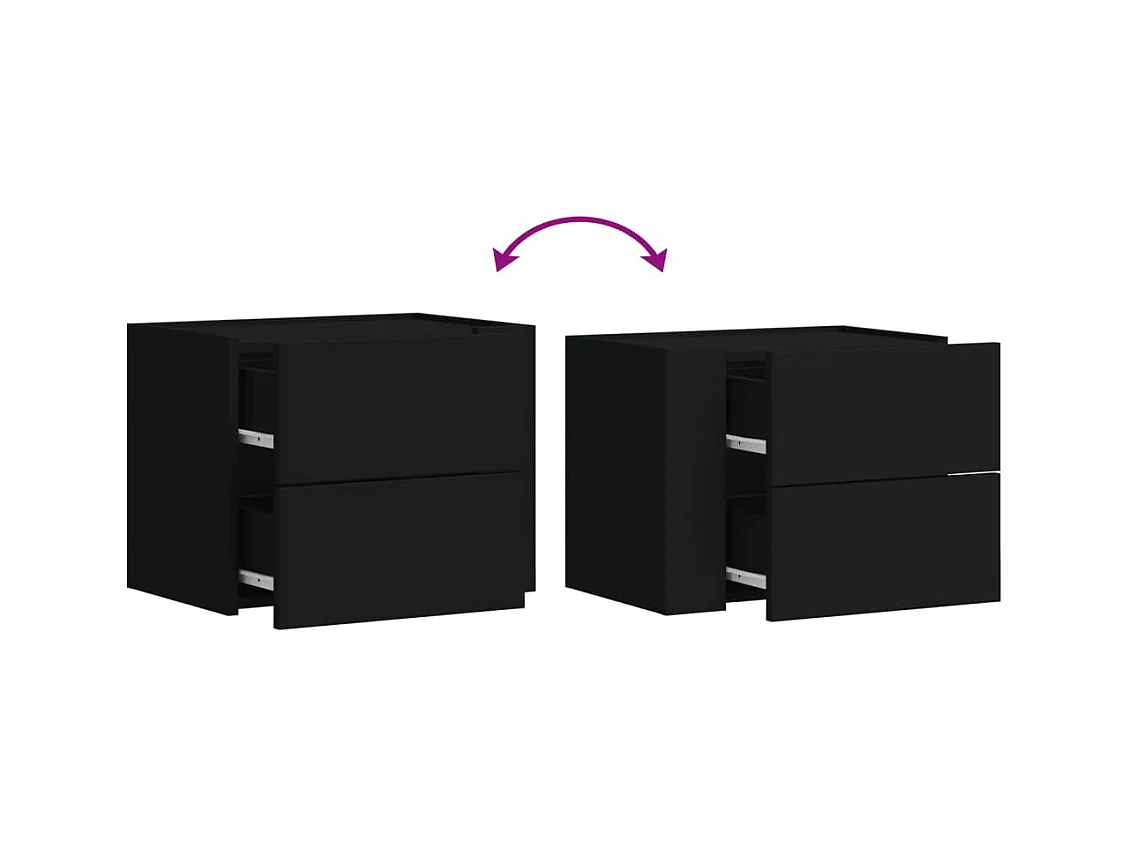 Zwart wandnachtkastje 45x30x35 cm