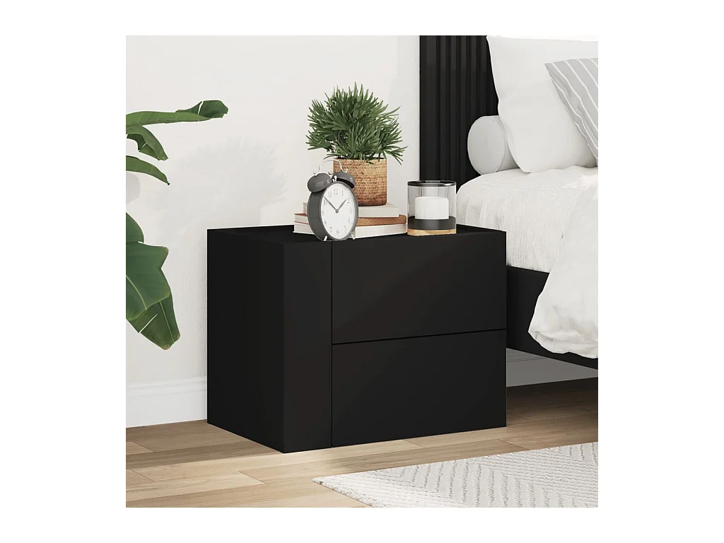 Table de chevet murale noir 45x30x35 cm