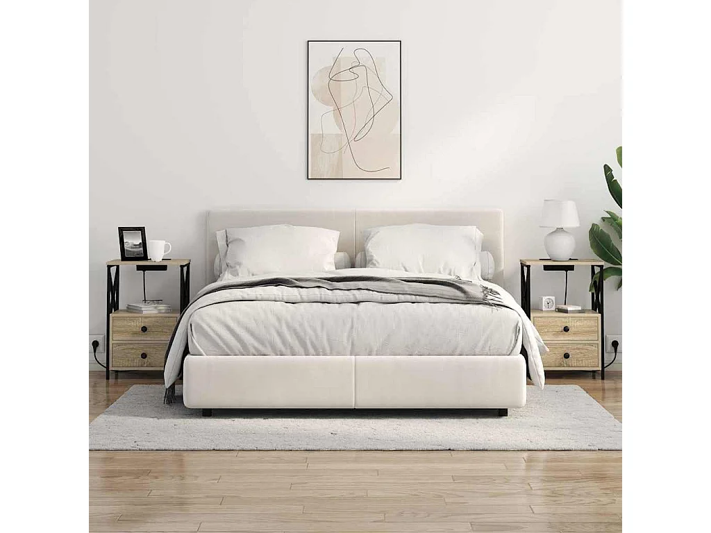 Table de nuit avec station de chargement Chêne sonoma