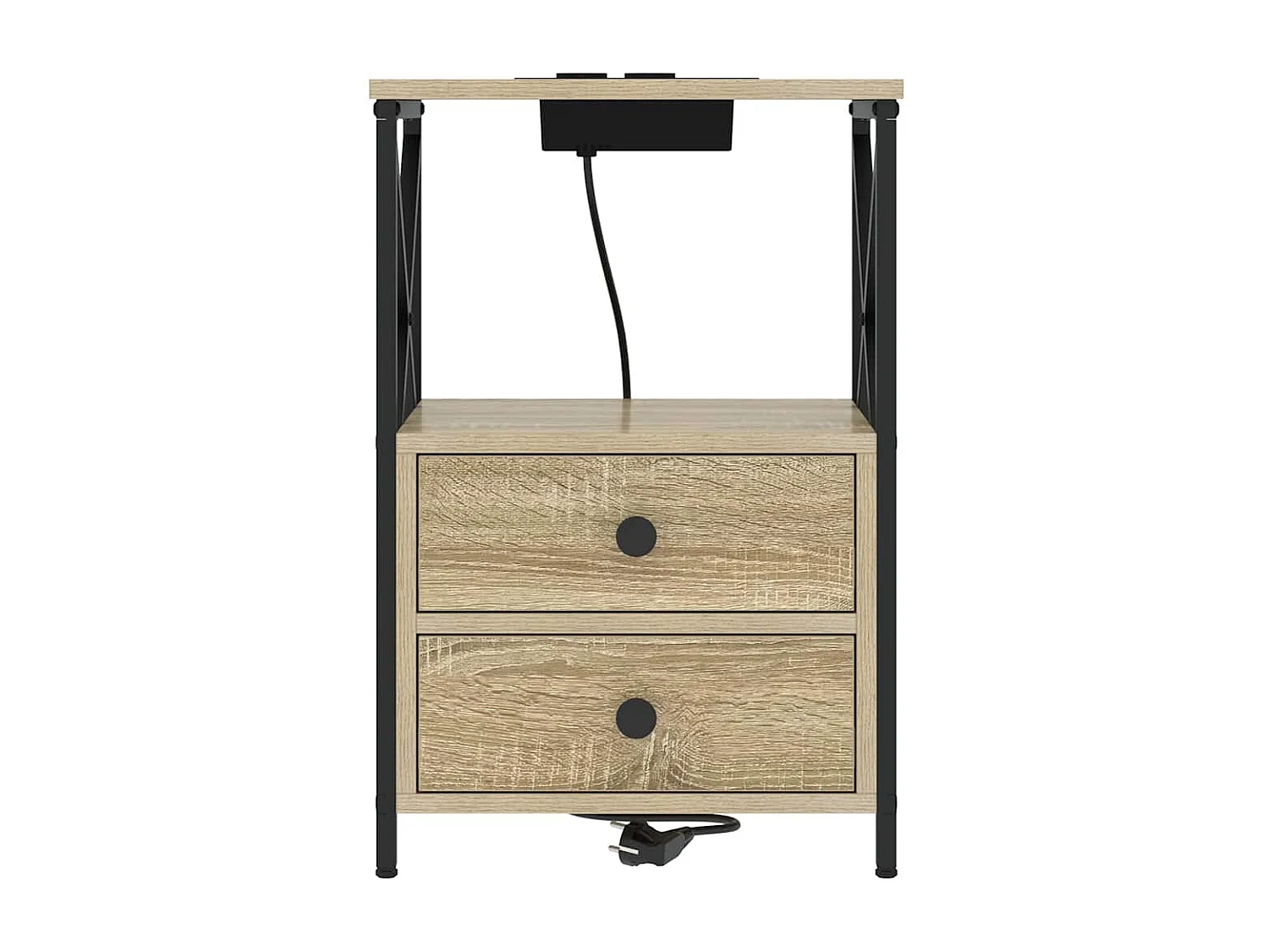 Table de nuit avec station de chargement Chêne sonoma