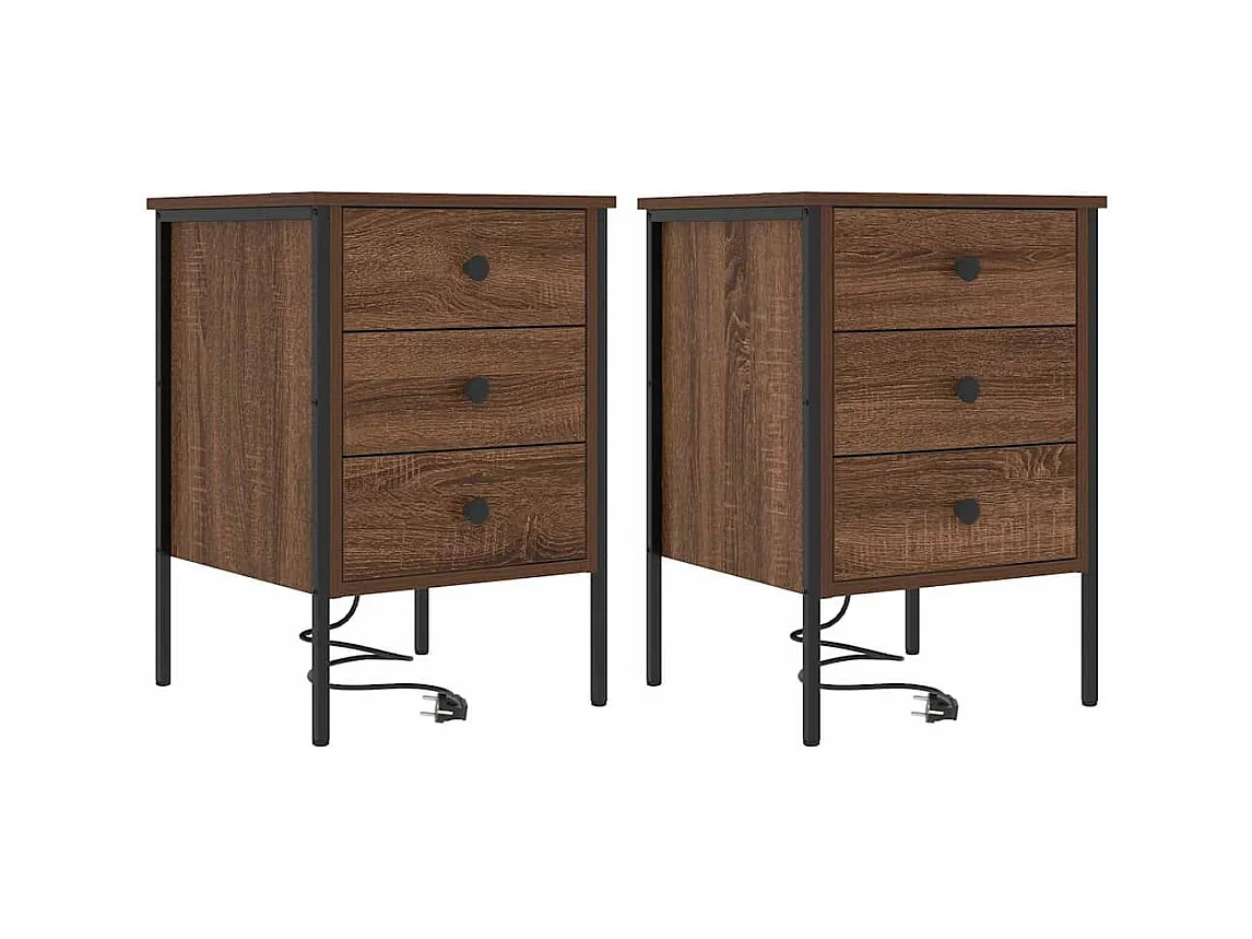 Mesitas de noche 2 uds Roble marrón 42 x 41 x 61 cm