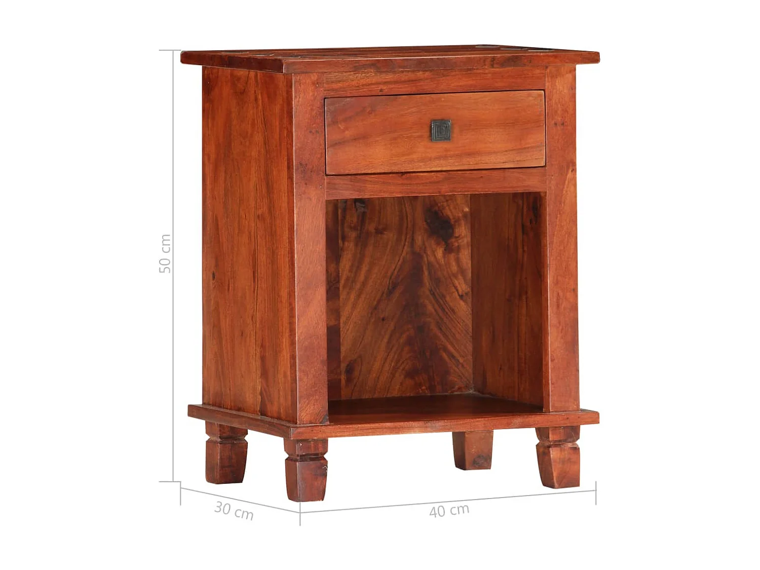 Table de chevet 40 x 30 x 50 cm Bois d'acacia massif