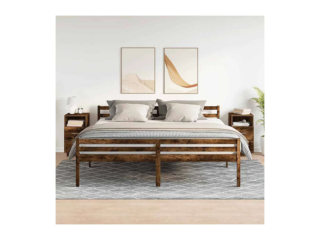 Tables de chevet 2 pcs avec 2 tiroirs chêne fumé 36x36x68 cm