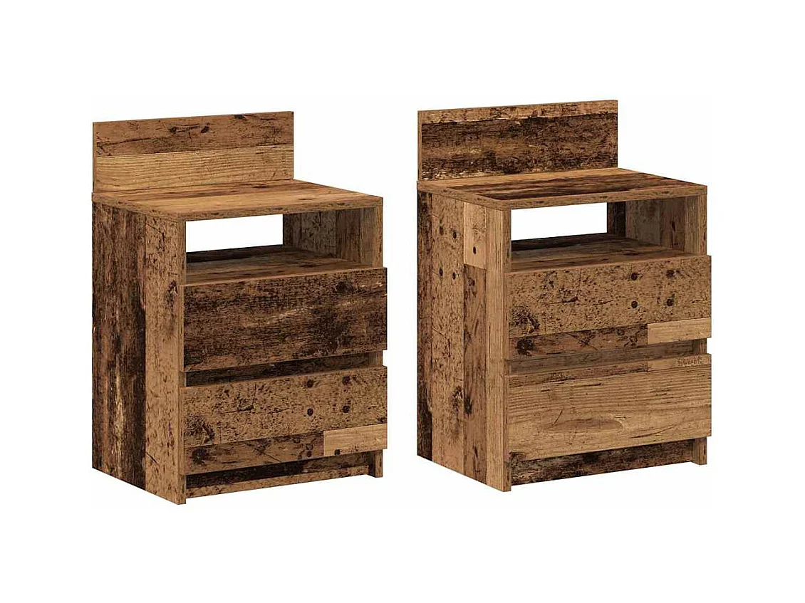 Mesitas de noche 2 piezas con 2 cajones madera vieja 40x33x60 cm