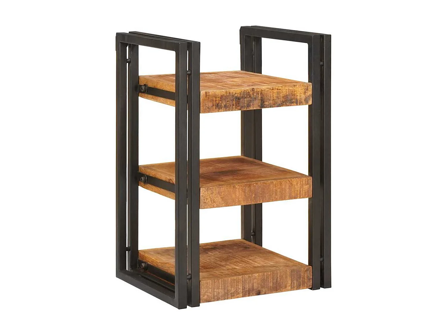 Table de chevet 2 pcs Marron et noir Bois de mangue massif