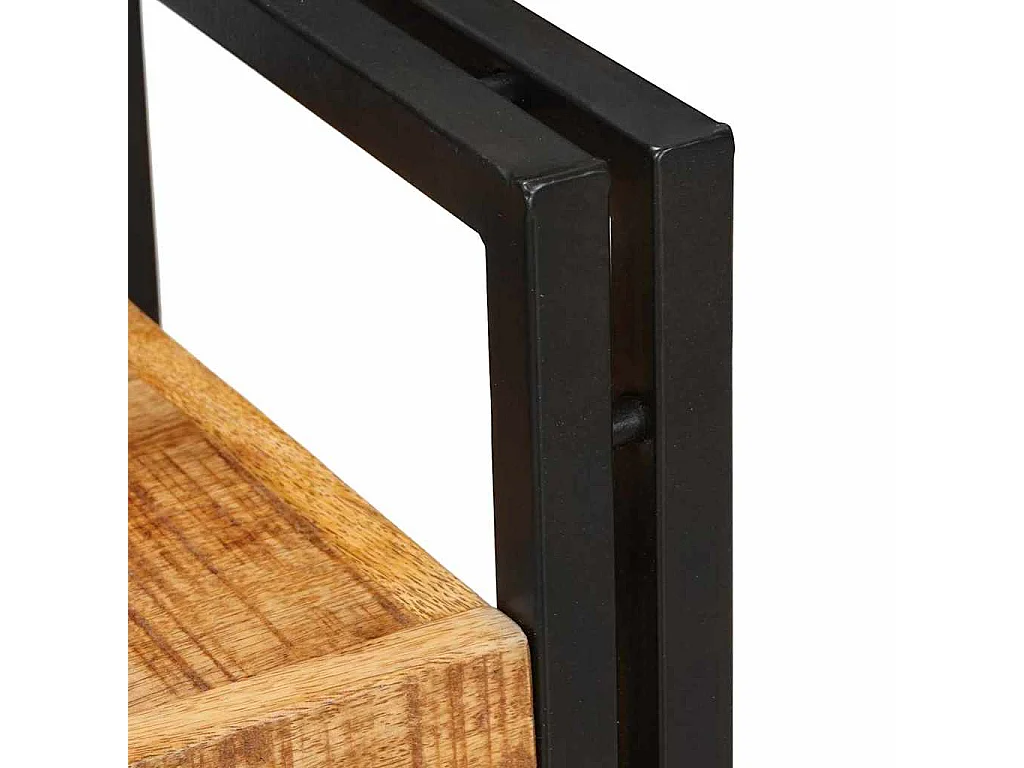 Table de chevet 2 pcs Marron et noir Bois de mangue massif