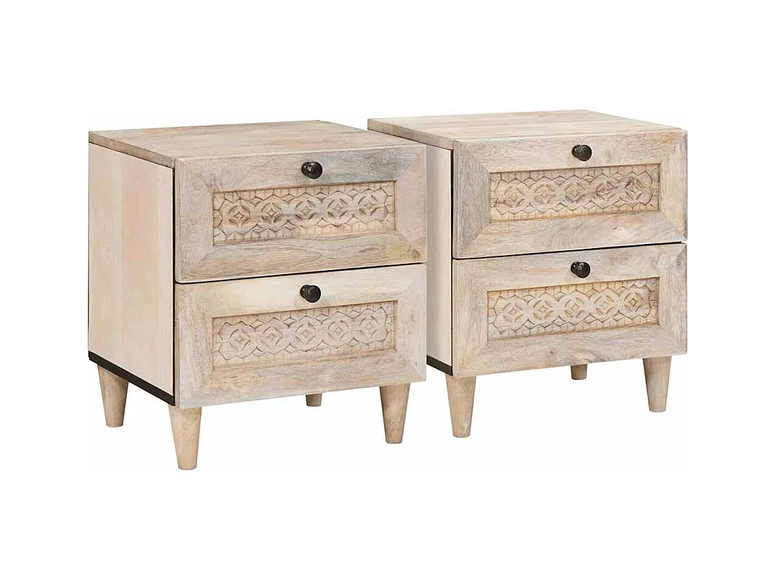 Table de chevet avec tiroir 2 pcs Beige 40 x 33 x 46 cm