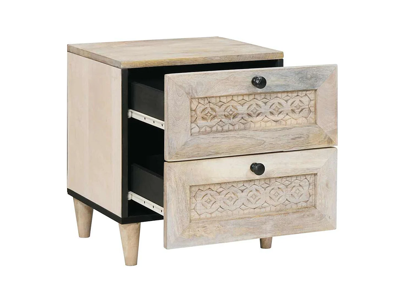 Table de chevet avec tiroir 2 pcs Beige 40 x 33 x 46 cm