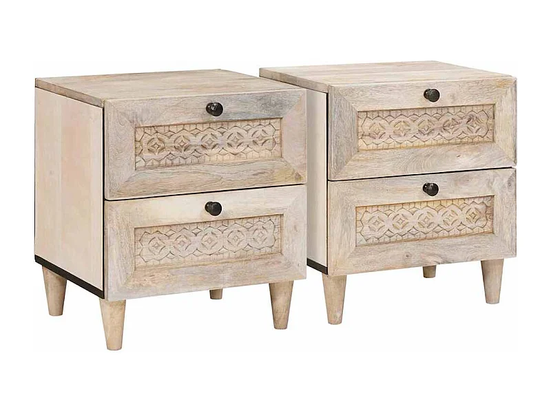 Table de chevet avec tiroir 2 pcs Beige 40 x 33 x 46 cm