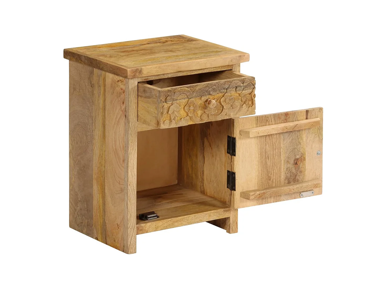 Mesita de noche Madera maciza de mango 40x30x50 cm