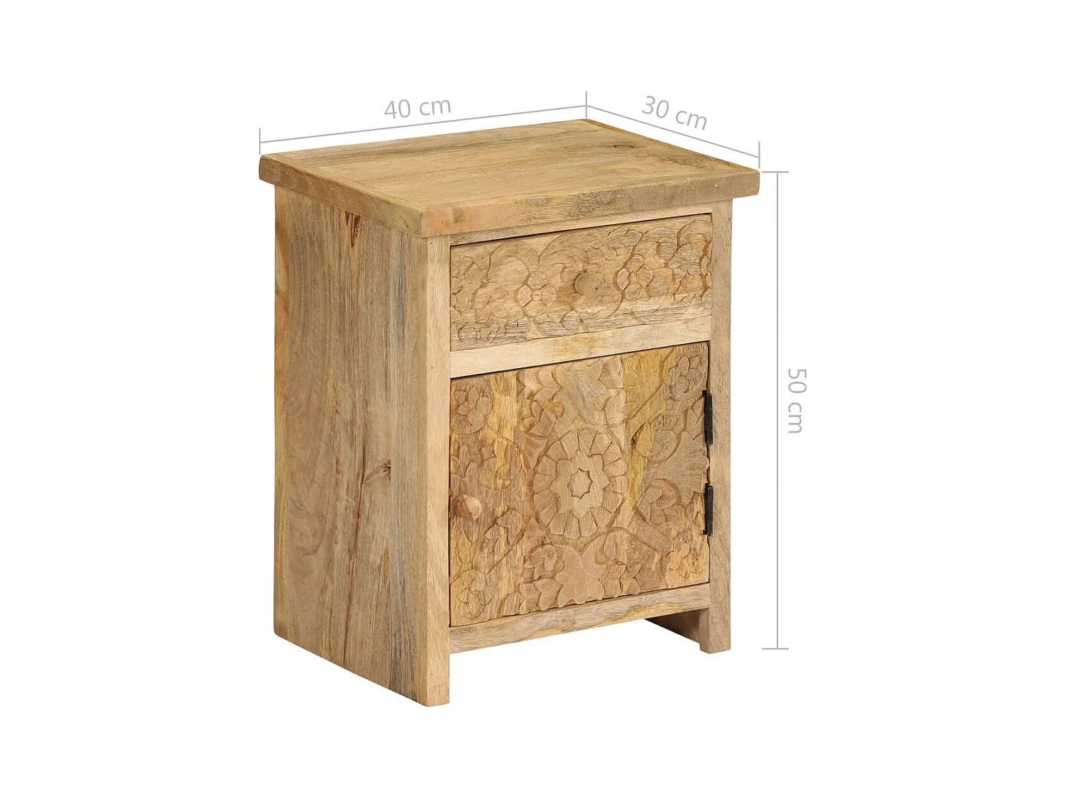 Mesita de noche Madera maciza de mango 40x30x50 cm