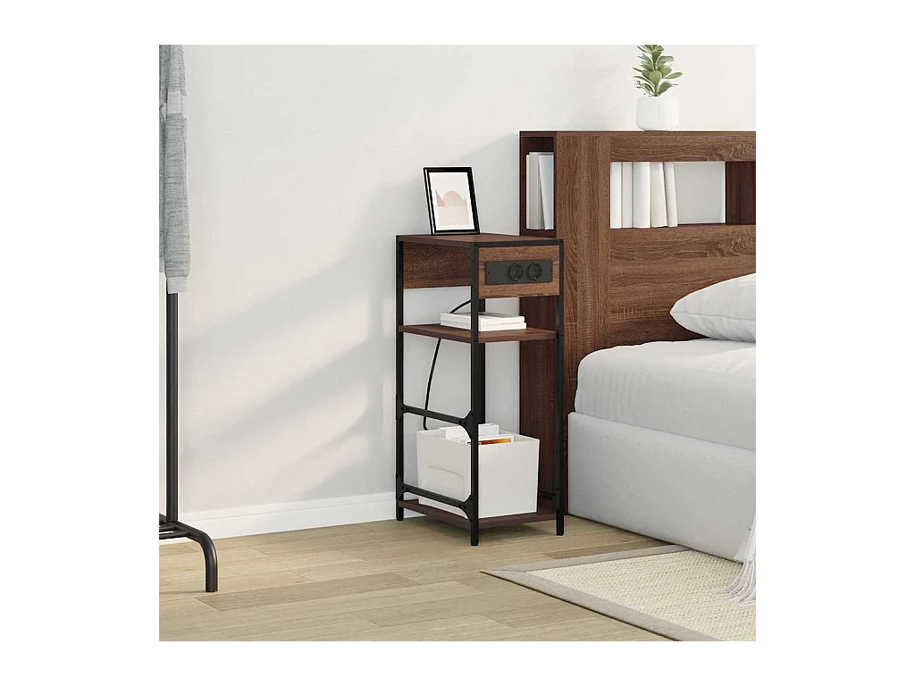 Cabinet de chevet avec tiroir Chêne marron 40 x 27 x 76 cm