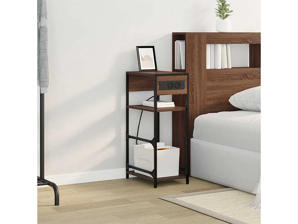 Cabinet de chevet avec tiroir Chêne marron 40 x 27 x 76 cm