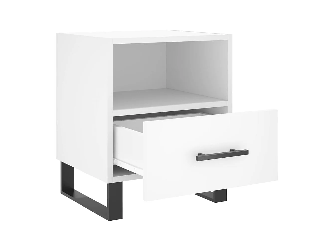 Comodino bianco 40x35x47,5 cm in legno ingegnerizzato