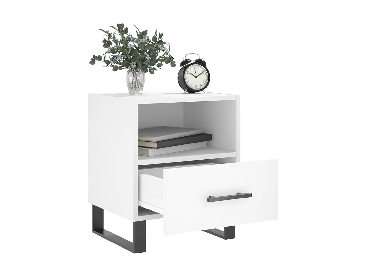 Comodino bianco 40x35x47,5 cm in legno ingegnerizzato