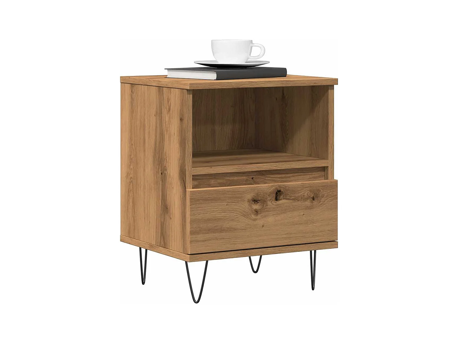 Table de chevet chêne artisanal 40x35x50 cm bois d’ingénierie