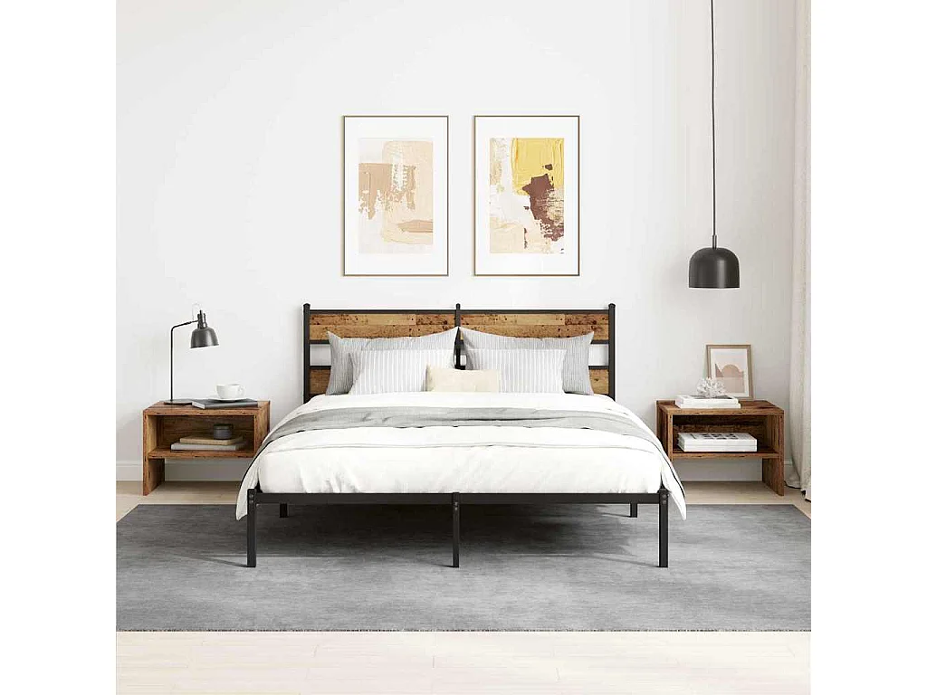 Mesilla de noche 2 piezas Madera antigua 40 x 40 x 30 cm