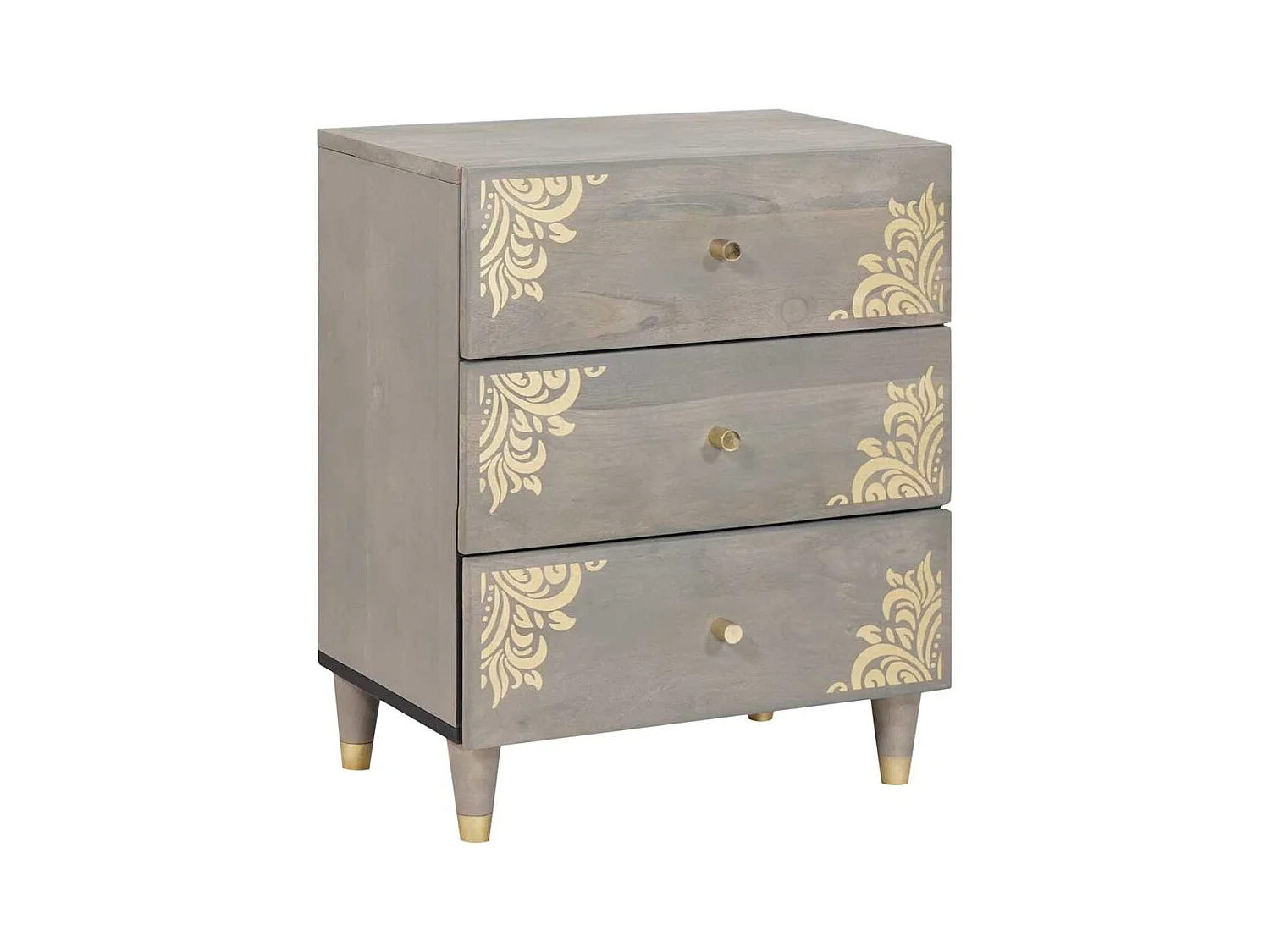 Mesilla de noche Gris 50 x 33 x 62 cm madera maciza de mango